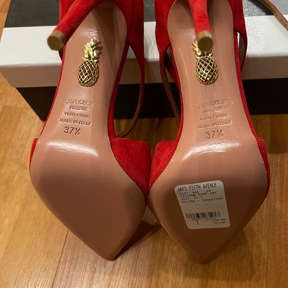 NEW Aquazzura Viviana Suede Ankle-Strap Pump size 37.5 - Picture 7 of 9